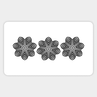 Three Black Concentric Flowers Magnet